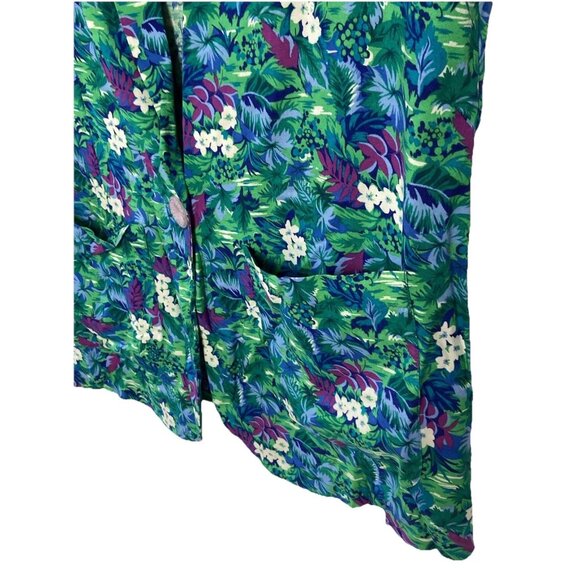 Vintage 80s Tropical Pantsuit Womens Ladies Sz 12 Office Blazer Jacket & Pants - Picture 6 of 16